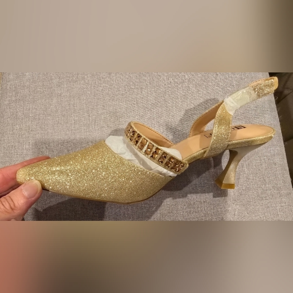ONE right Shoe ONLY, IDIFU Women's Sparkling Gold Heel size 7